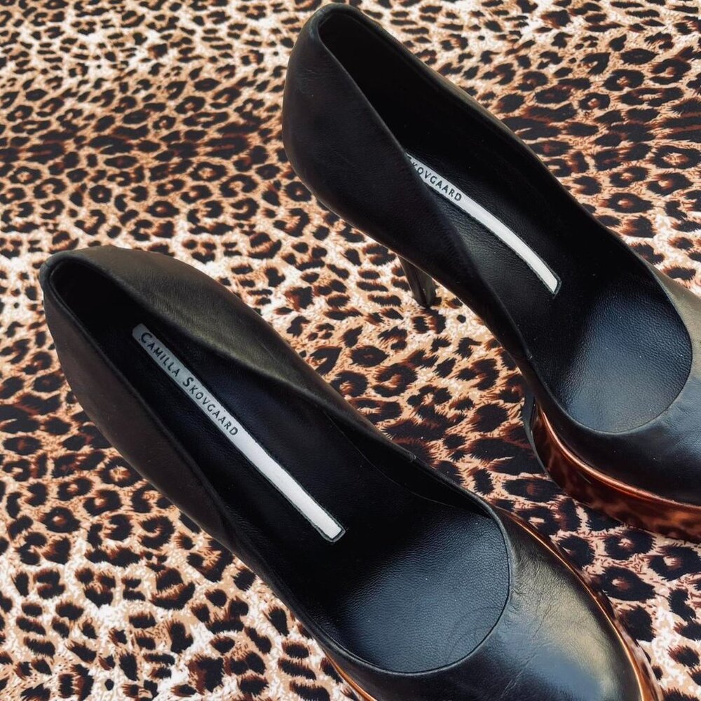 Black And Copper Platform Heels - image 4